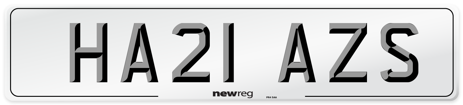 HA21 AZS Number Plate from New Reg